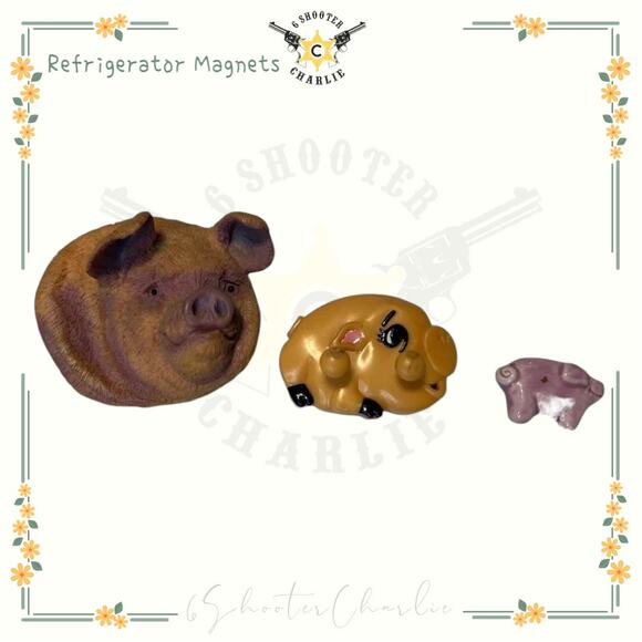 Vintage Pig Refrigerator Magnets Lot 3 Piggy Kitchen Chef Cooking Fridge - Picture 1 of 2